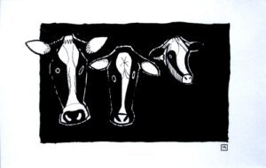 Pen-and-ink-drawing-a-cow