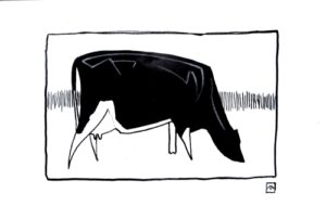 Pen-and-ink-drawing-a-cow