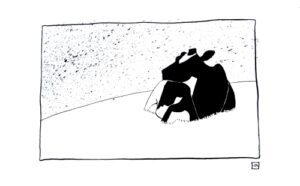 Pen-and-ink-drawing-cow-