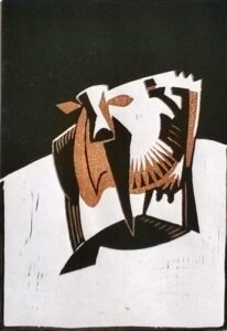 Reduction-Linocut-of-a-cow-